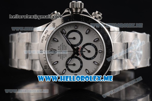 Rolex Daytona Swiss Valjoux 7750 Automatic Stainless Steel Case/Bracelet with White Dial and Stick Markers White Subdials - Click Image to Close